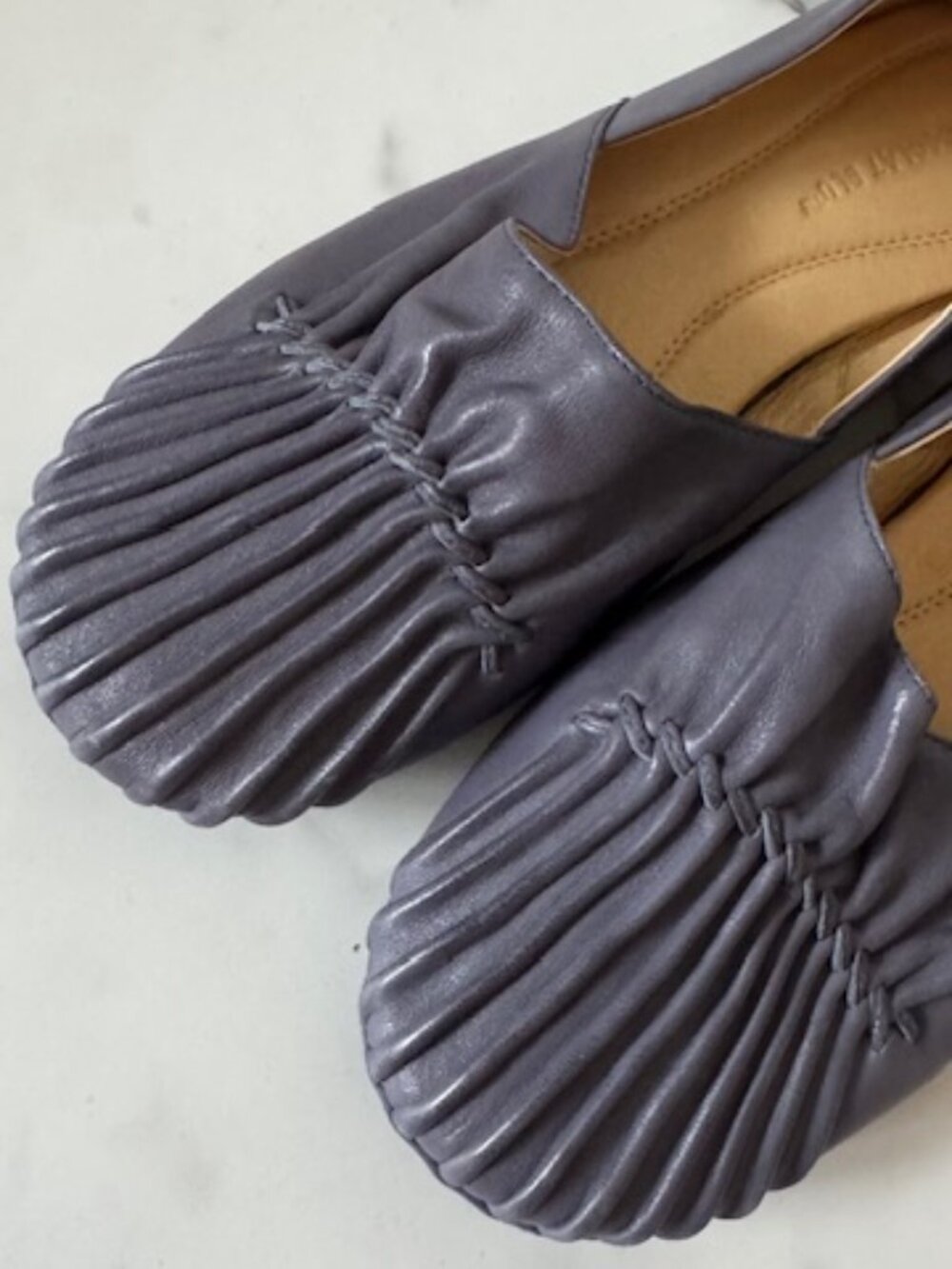 Chocolat Blu Navy Leather Flats NWOT sz 8.5